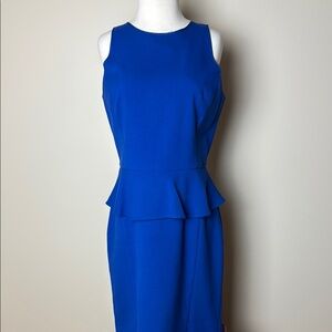 Ann Taylor Loft Women's Blue Sleeveless Peplum Midi Dress Size 8